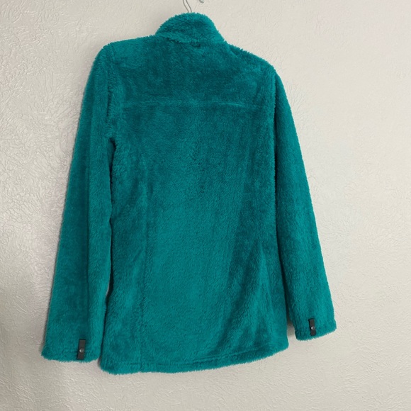 The north face teal green fuzzy soft fleece faux Sherpa zip up jacket s - Picture 6 of 15